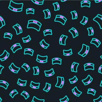 Line Sun visor cap icon isolated seamless pattern on black background. Spor.. イラスト素材