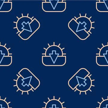 Line Sunset icon isolated seamless pattern on blue background. Vector Stock Illustration
