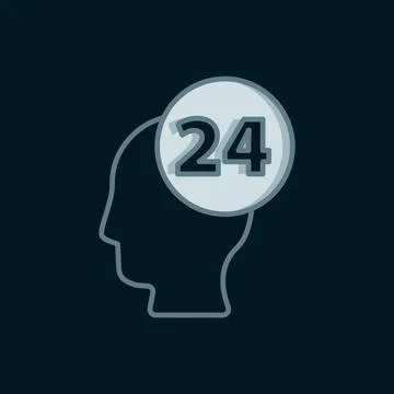 Line Support operator in touch icon isolated on black background. Concept f.. Stock Illustration