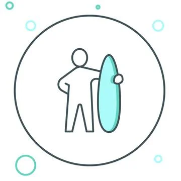 Line Surfboard icon isolated on white background. Surfing board. Extreme sp.. Stock Illustration