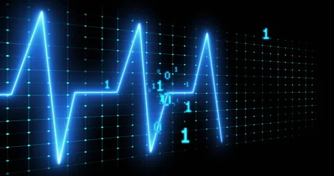 Line sweeping in initiating pulsing waveform with binary digits clustering Stock Footage 315613038