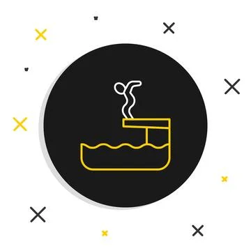 Line Swimmer diving into pool icon isolated on white background. Colorful out Stock Illustration