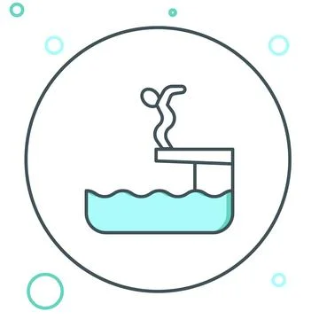 Line Swimmer diving into pool icon isolated on white background. Colorful o.. Stock Illustration