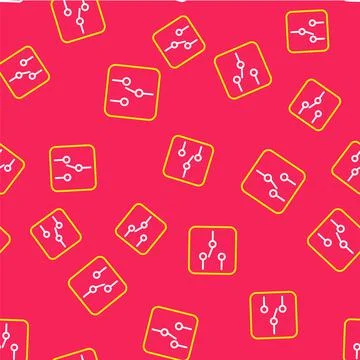 Line Switch in electronic circuit icon isolated seamless pattern on red Stock Illustration