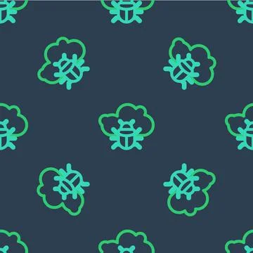 Line System bug on a cloud icon isolated seamless pattern on blue background Stock Illustration