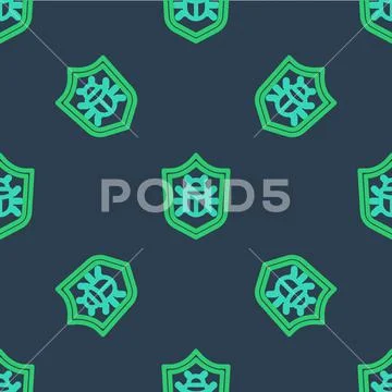 Line System bug concept icon isolated seamless pattern on blue background. Code 스톡 일러스트