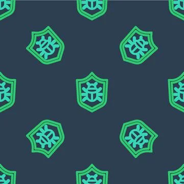 Line System bug concept icon isolated seamless pattern on blue background. Code Stock Illustration