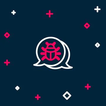 Line System bug concept icon isolated on blue background. Code bug concept. Bug Stock Illustration
