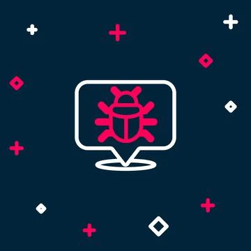 Line System bug concept icon isolated on blue background. Code bug concept. Bug Illustrazione stock