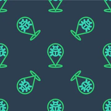 Line System bug concept icon isolated seamless pattern on blue background. Code 库存插图