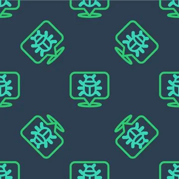 Line System bug concept icon isolated seamless pattern on blue background. Code Illustrazione stock