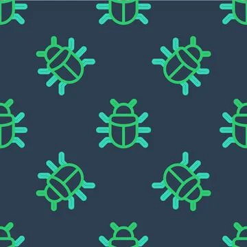 Line System bug concept icon isolated seamless pattern on blue background. Code Stock Illustration