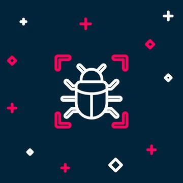 Line System bug concept icon isolated on blue background. Code bug concept. Bug Stock Illustration
