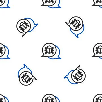 Line System bug concept icon isolated seamless pattern on white background. Code Stock Illustration