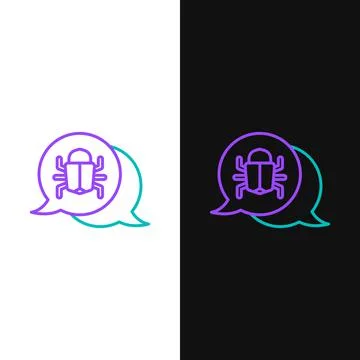 Line System bug concept icon isolated on white and black background. Code bug Illustrazione stock