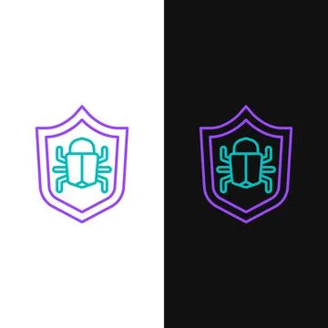 Line System bug concept icon isolated on white and black background. Code bug Illustrazione stock