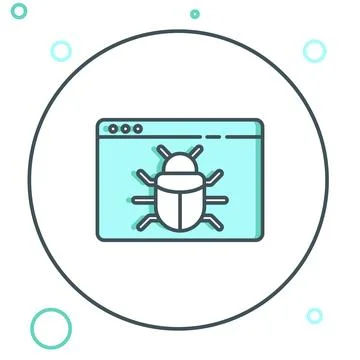 Line System bug concept icon isolated on white background. Code bug concept.. Illustrazione stock