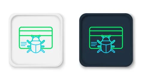 Line System bug in credit card icon isolated on white background. Code bug 스톡 일러스트