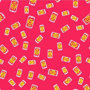 Line System bug on mobile icon isolated seamless pattern on red background. Code イラスト素材