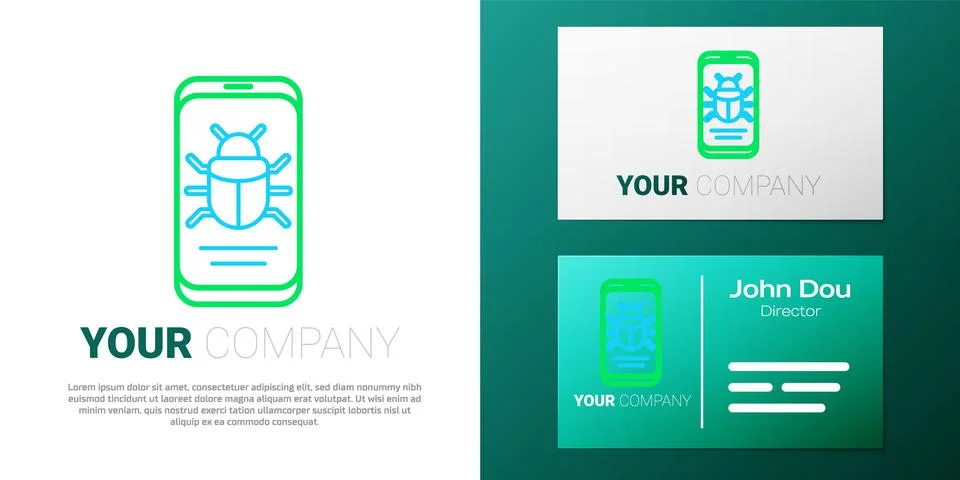 Line System bug on mobile icon isolated on white background. Code bug concept 스톡 일러스트