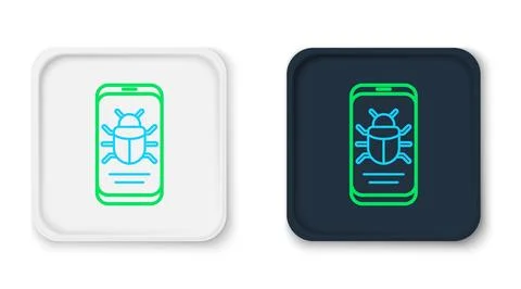 Line System bug on mobile icon isolated on white background. Code bug conce.. Illustrazione stock