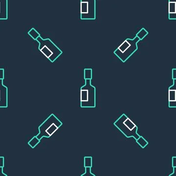 Line Tabasco sauce icon isolated seamless pattern on black background. Chili Stock Illustration