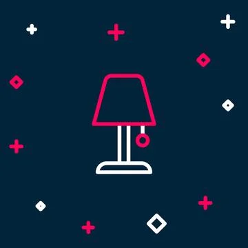 Line Table lamp icon isolated on blue background. Night light. Colorful out.. Stock Illustration