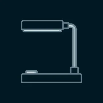 Line Table lamp icon isolated on black background. Table office lamp. Flat .. Stock Illustration