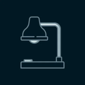 Line Table lamp icon isolated on black background. Table office lamp. Flat .. 스톡 일러스트