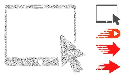Line Tablet Arrow Pointer Icon Vector Mosaic Stock Illustration
