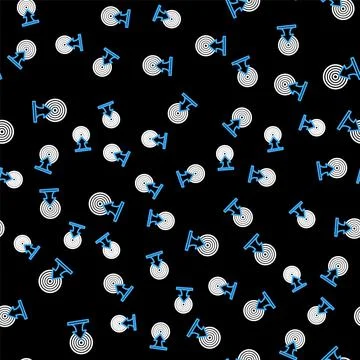 Line Target with arrow icon isolated seamless pattern on black background. Dart Stock Illustration