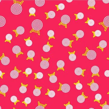 Line Target with arrow icon isolated seamless pattern on red background. Dart Illustrazione stock