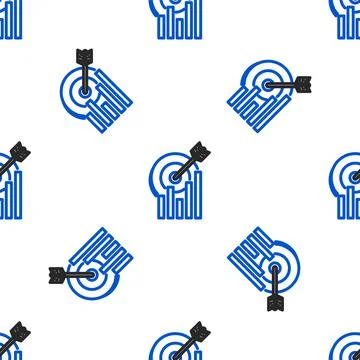 Line Target with graph chart icon isolated seamless pattern on white background Stock Illustration