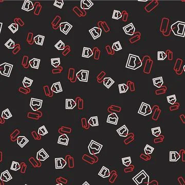 Line Tea bag icon isolated seamless pattern on black background.  Vector Illustrazione stock