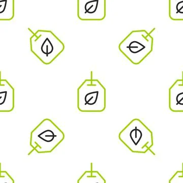 Line Tea bag with leaf icon isolated seamless pattern on white background Stock Illustration