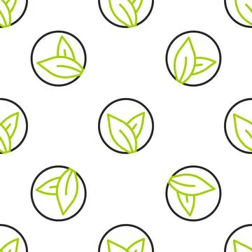 Line Tea leaf icon isolated seamless pattern on white background. Tea leaves Illustrazione stock