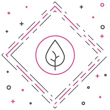 Line Tea leaf icon isolated on white background. Tea leaves. Colorful outline Stock Illustration