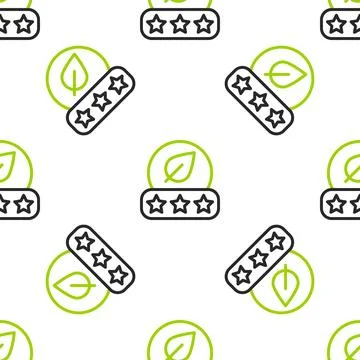 Line Tea leaf icon isolated seamless pattern on white background. Tea leaves Illustrazione stock