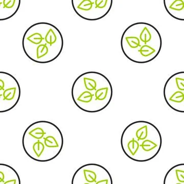 Line Tea leaf icon isolated seamless pattern on white background. Tea leave.. Illustrazione stock