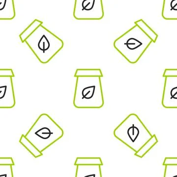 Line Tea packaging icon isolated seamless pattern on white background. Paper  Illustrazione stock