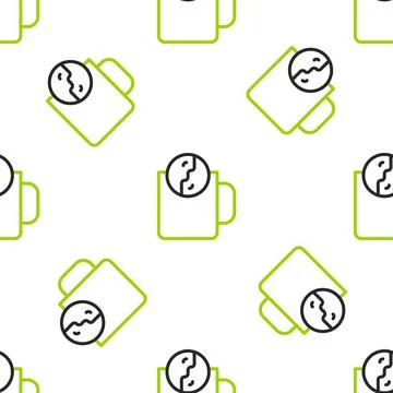 Line Tea time icon isolated seamless pattern on white background. Vector Stock Illustration