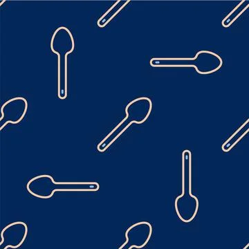 Line Teaspoon icon isolated seamless pattern on blue background. Cooking uten Stock Illustration