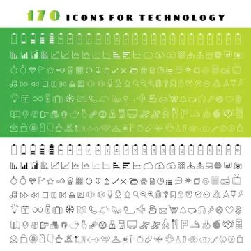 Line technology icons set Stock Illustration