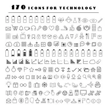 Line technology icons set Stock Illustration