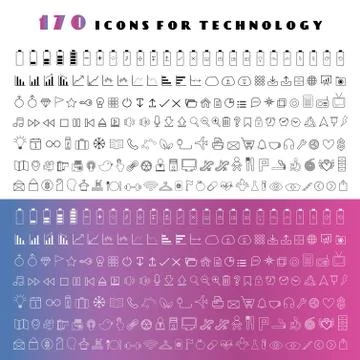Line technology icons set Stock Illustration
