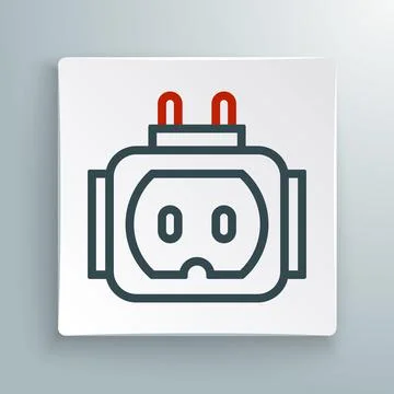 Line Tee plug electric with clipping path icon isolated on white background Illustrazione stock