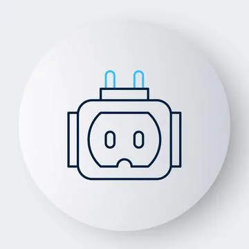 Line Tee plug electric with clipping path icon isolated on white background Stockillustratie