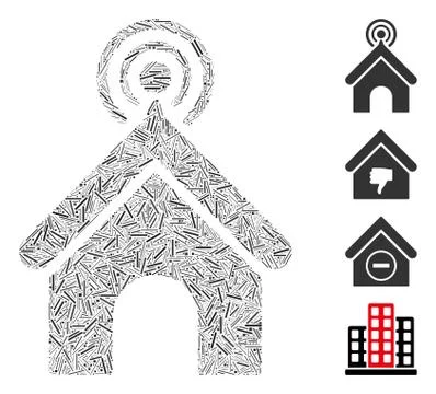 Line Telecom Office Icon Vector Mosaic Stock Illustration