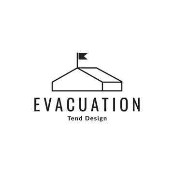 Line tent evacuation logo design vector graphic symbol icon illustration cr.. Stock Illustration