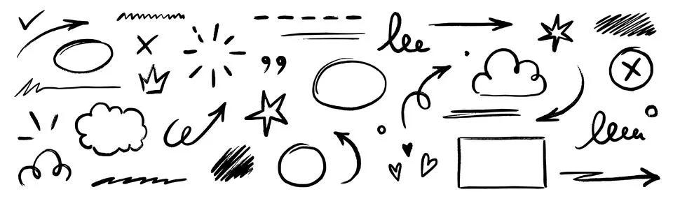Line text highlight, hand drawn pen brush marker vector. Line text underline Stock Illustration